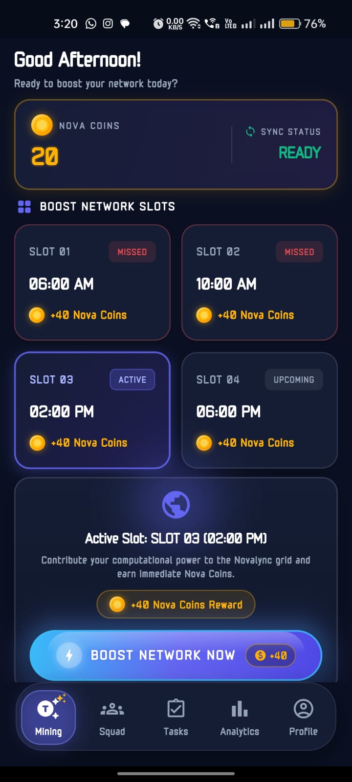 NovaLync Application Screen